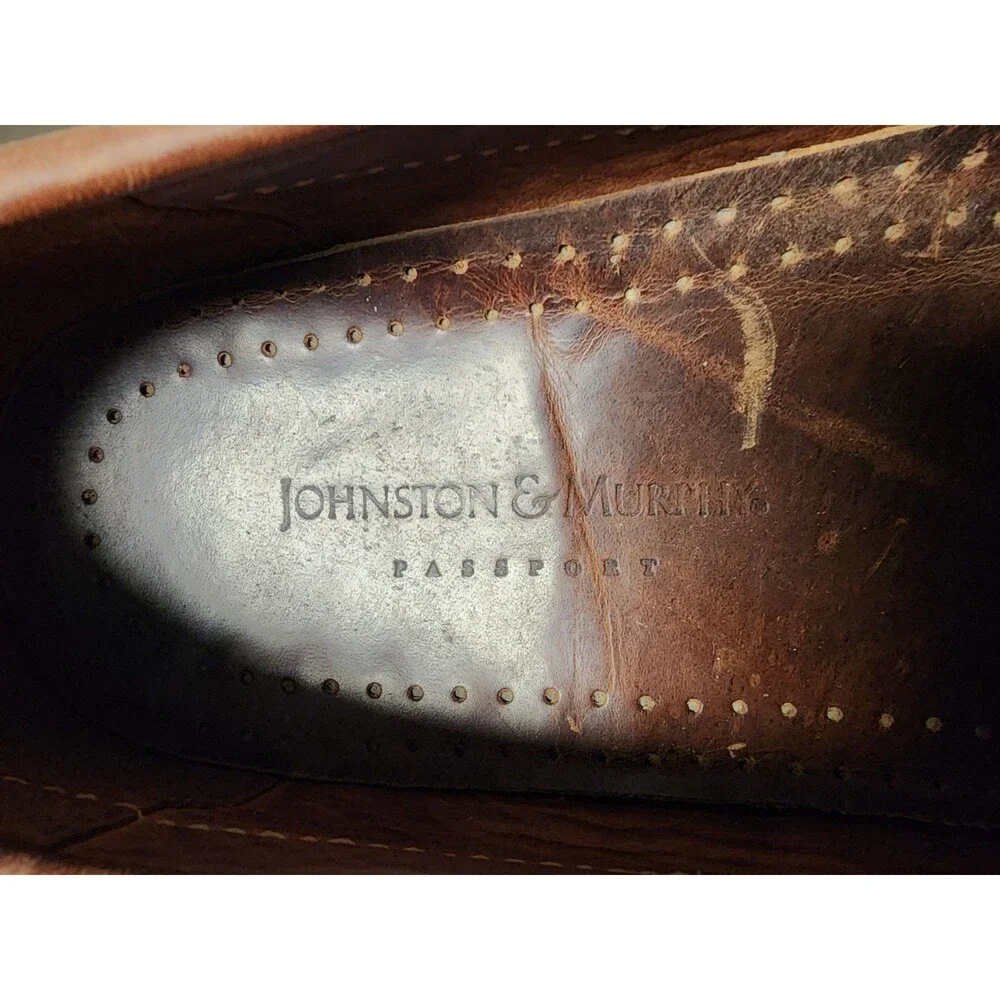 Johnston & Murphy Woven Leather Loafers Size 9 Hand Stitched Construction